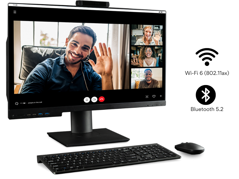 With the Envision 27 All in One desktop computer, enjoy cutting-edge 802.11ax Wireless Connectivity with Built-in Bluetooth 5.2.