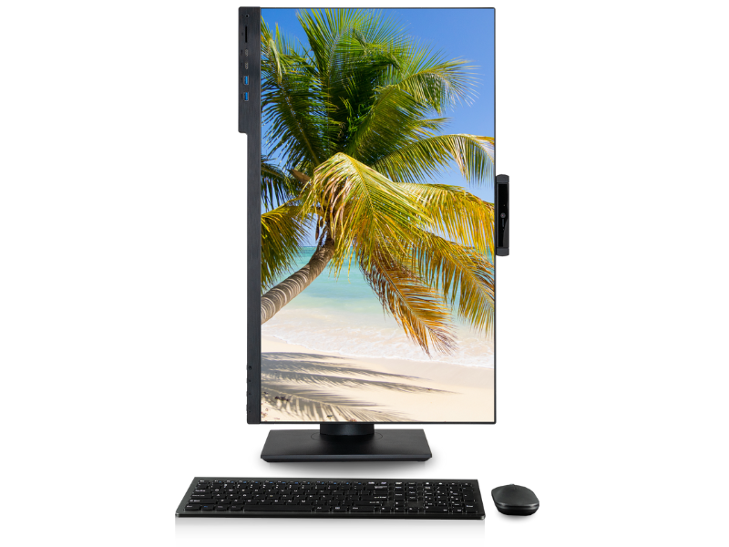 The Envision 27 AIO PC computer with its HAS offers superior orientation compared to the Dell and HP All in One computers.