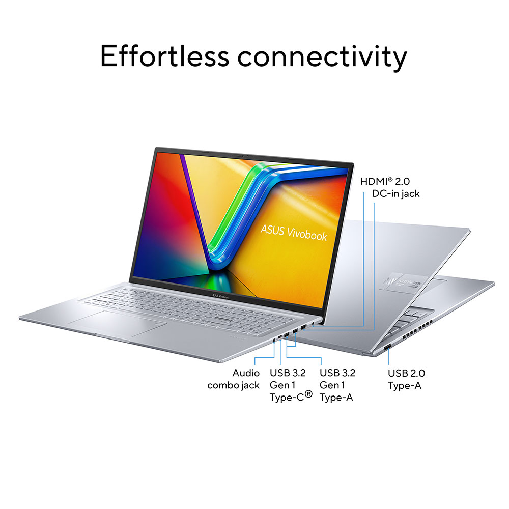 ASUS Vivobook 17 is packed with all the I/O ports you need for easy connectivity to the latest devices and peripherals.