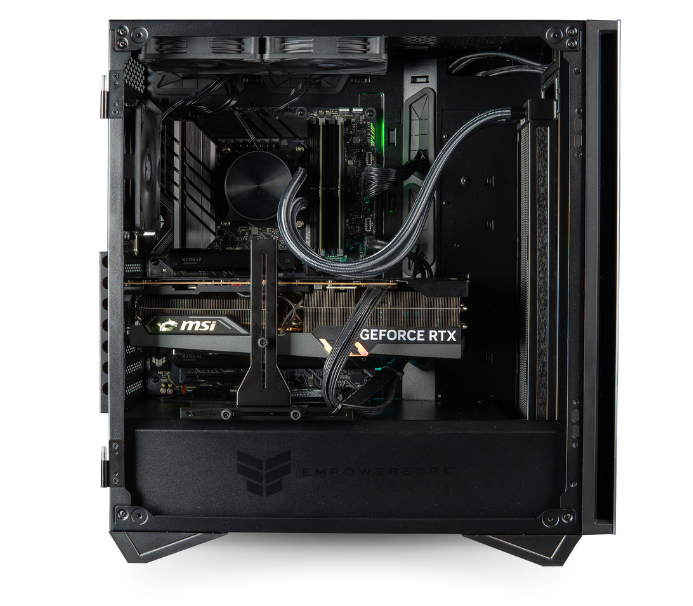 The Sentinel workstation has a total of six 120mm fans ensure cool air is directed to the hottest components.